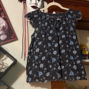Aerie Black and Blue Floral Blouse